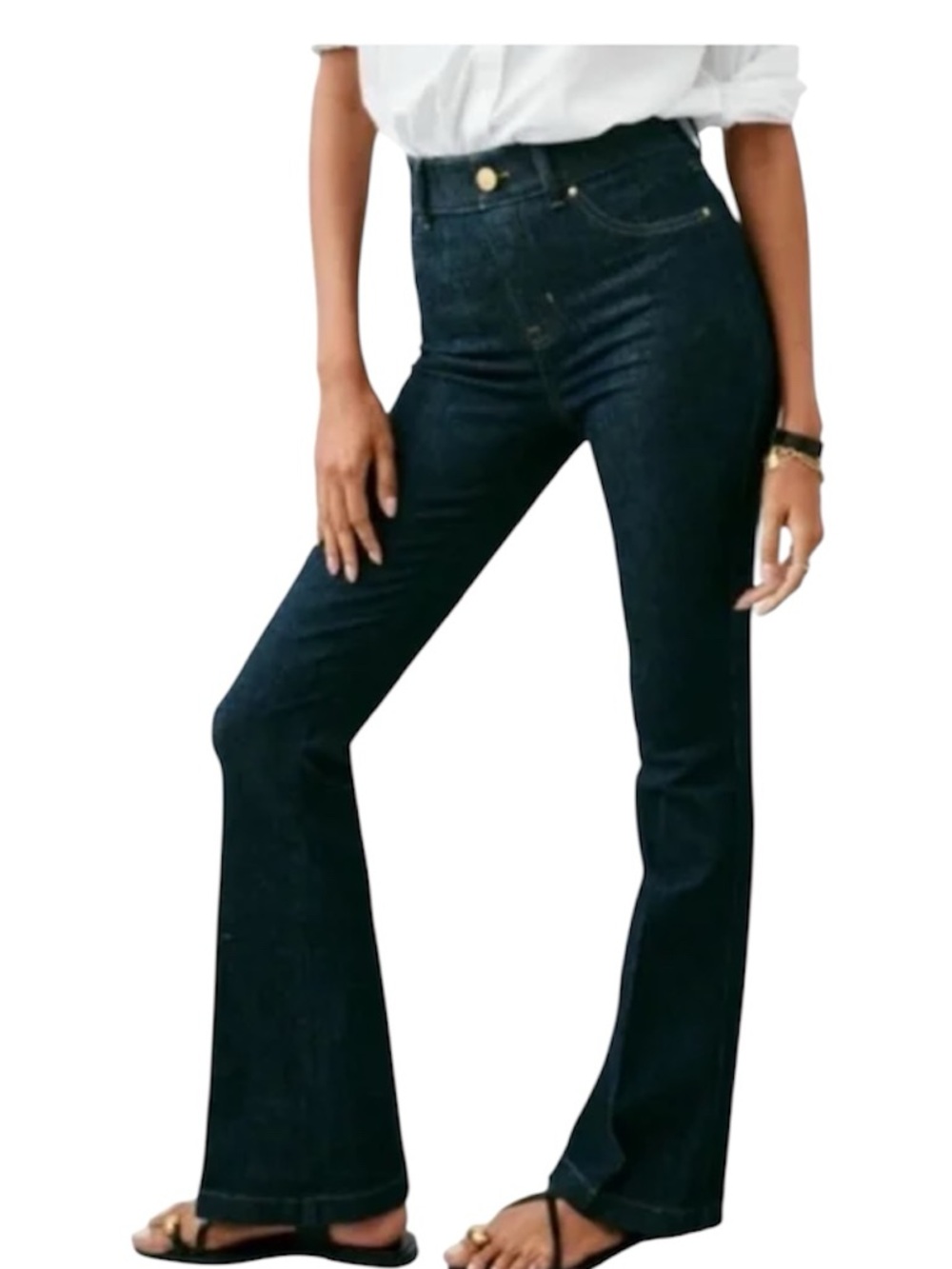 Spanx Raw Indigo EveryWear Flare Jeans High Rise Tummy Control New Petite Medium
